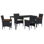 vidaXL Ensemble de jardin de 5 pièces en poly rotin noir