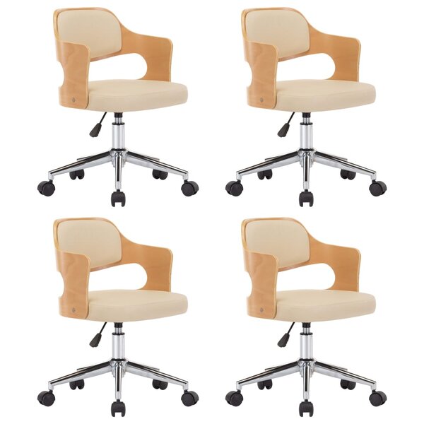 vidaXL Chaises pivotantes à manger lot de 4 bois courbé et similicuir