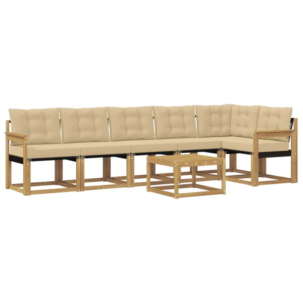 vidaXL Ensemble de canapés d'extérieur 7 pc Blanc et Beige