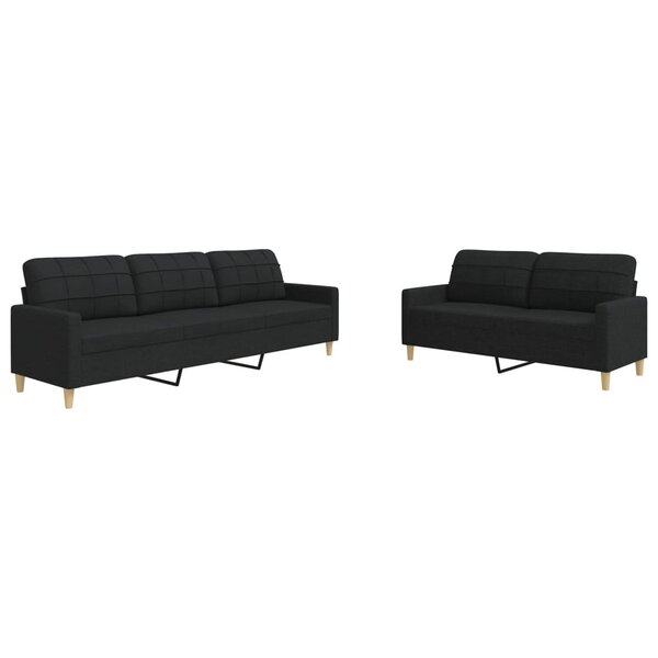 vidaXL Ensemble de canapés 2 Pièces noir tissu
