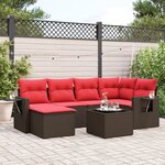 vidaXL Salon de jardin avec coussins 7 Pièces marron résine tressée