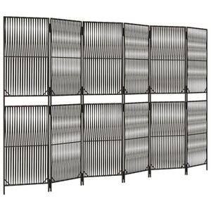 vidaXL Cloison de séparation 6 panneaux gris résine tressée