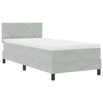 vidaXL Lit à ressort LED avec matelas Gris clair 100 x 200 cm Velours