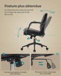 Chaise de bureau pivotante fauteuil ergonomique surface en pu facile à nettoyer hauteur réglable dossier confortable assise incurvée capacité 150 kg noir 12_0004883