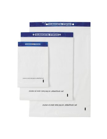 (lot  de 800 sacs) sac plastique plat standard liassé à ouverture décalée 50 µ blanc