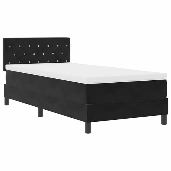 vidaXL Lit à ressorts avec matelas avec matelas Noir 90 x 190 cm tissu