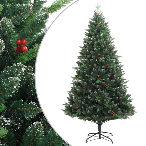 vidaXL Sapin de Noël artificiel à charnières avec baies rouges 180 cm