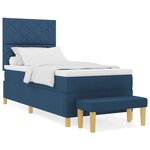 vidaXL Lit à ressorts avec matelas & banc bleu 100x200 cm tissu