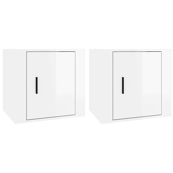 vidaXL Tables de chevet 2 Pièces Blanc brillant 50x39x47 cm