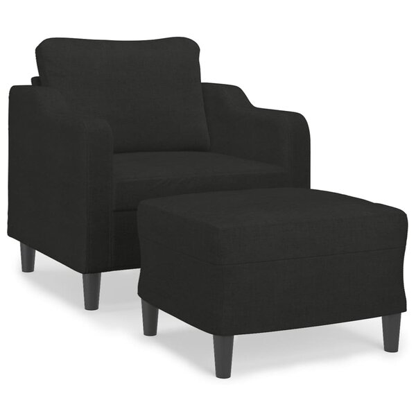 vidaXL Fauteuil avec repose-pied Noir 60 cm Tissu