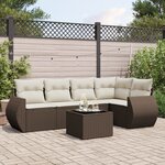 vidaXL Salon de jardin avec coussins 6 Pièces marron résine tressée