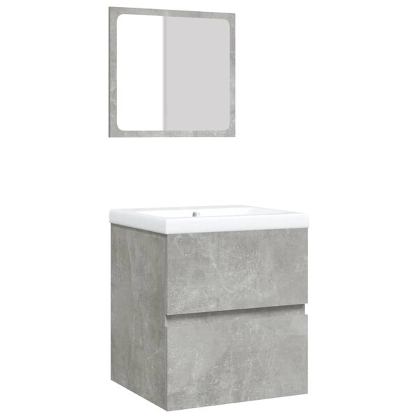 vidaXL Armoire lavabo de salle de bain et bassin et miroir Gris béton
