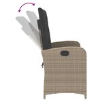 vidaXL Banc inclinable de jardin et coussins gris clair résine tressée