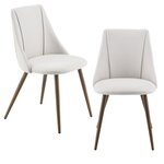 Lot de 2 chaises de salle à manger cuisine rembourrée en textile pieds métal avec effet bois siège fauteuil de salon beige 83 x 50 x 53 cm 03_0005729