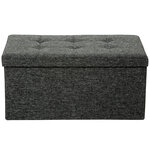 Tectake Pouf coffre de rangement pliable grand format tissu - gris foncé