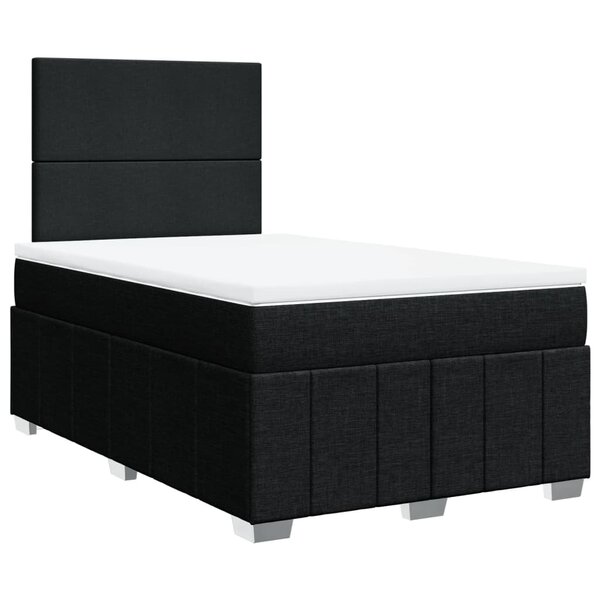 vidaXL Sommier à lattes de lit avec matelas noir 120x190 cm tissu