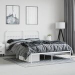 vidaXL Cadre de lit métal avec tête de lit blanc 183x213 cm
