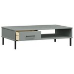 vidaXL Table basse avec pieds en métal Gris Bois pin massif OSLO