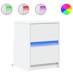 vidaXL Armoires de chevet et lumières LED 2Pièces blanc bois d'ingénierie