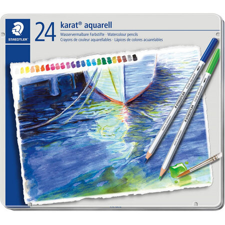 Boîte métal de 24 crayons de couleur aquarellables karat steadtler