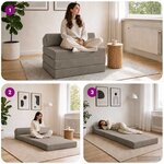 vidaXL Canapé-lit pliable Gris clair 200 x 70 x 10 cm Velours