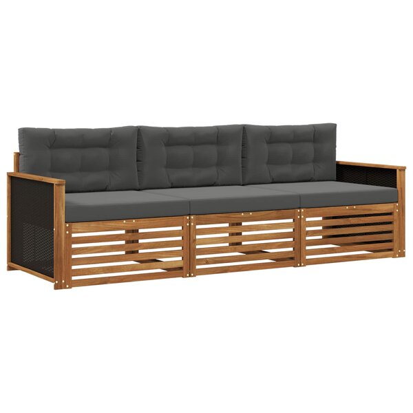 vidaXL Ensemble de canapés d'extérieur 3 pc Naturel et Anthracite