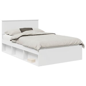 vidaXL Cadre de lit avec tête de lit Blanc 120 x 200 cm Pin massif