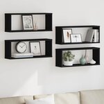 vidaXL Étagères murales cube 4 Pièces Noir 60x15x23 cm Bois d’ingénierie