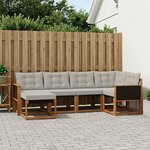 vidaXL Ensemble de canapés d'extérieur 6 Pièces Naturel et gris clair