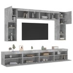 vidaXL Ensemble de meubles TV muraux 8 Pièces et lumières LED gris béton