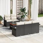 vidaXL Ensemble de canapé de jardin de 6 pièces avec coussins Noir Poly Rattan Acacia