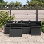 vidaXL Ensemble de canapé de jardin avec coussin 6 Pièces Noir polyrotin