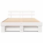 vidaXL Cadre de lit avec tête de lit Blanc 150 x 200 cm Pin massif