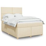 vidaXL Sommier à lattes de lit avec matelas Crème 140x200 cm Tissu