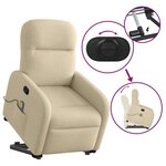 vidaXL Fauteuil inclinable de massage Crème Tissu