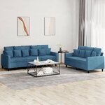 vidaXL Ensemble de canapés 2 Pièces avec coussins Bleu Velours