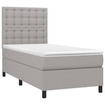 vidaXL Sommier à lattes de lit avec matelas Gris clair 90x200 cm Tissu