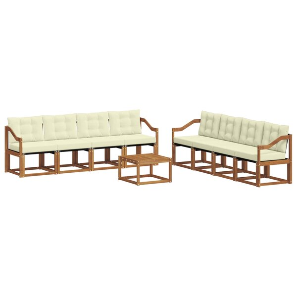 vidaXL Ensemble de canapés d'extérieur 9 Pièces Naturel et Crème