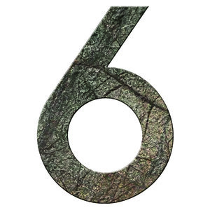 Numéro 6 - Numéro adhésif pour boîtes aux lettres- Pierre véritable 50 mm  ORIGINES