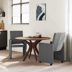vidaXL Chaises de Salle à Manger avec Roues 2 Pièces Gris foncé