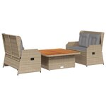 vidaXL Salon de jardin avec coussins 3 Pièces beige résine tressée
