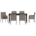 vidaXL Ensemble de Salle à Manger de Jardin de 7 Pièces avec Coussins Gris Rattan Poly