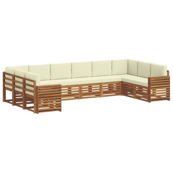 vidaXL Ensemble de canapé d'angle avec coussin 10 Pièces Naturel et Crème