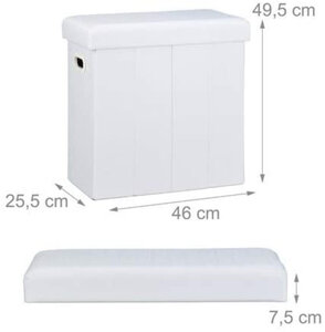 Tabouret banc banquette pouf de rangement pliable pliant 50 litres blanc 13_0002776