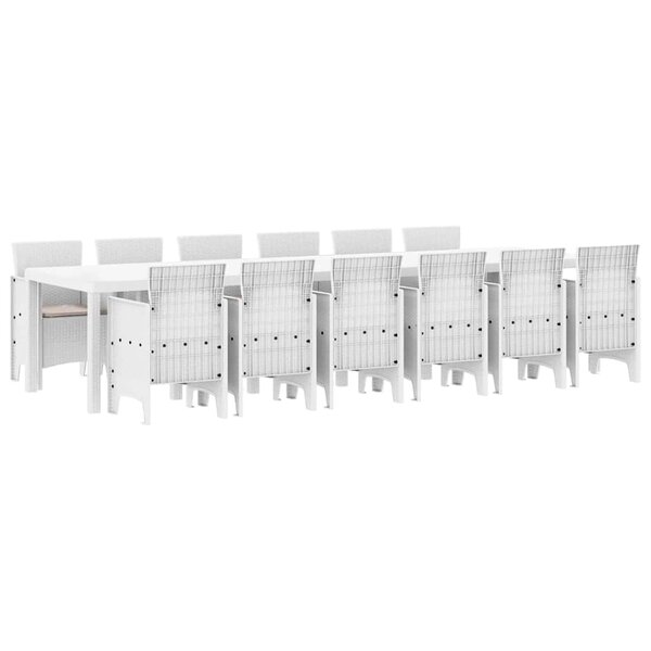 vidaXL Ensemble de salle à manger pour jardin 13 Pièces Blanc Rattan Polt