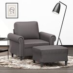 vidaXL Fauteuil avec repose-pied Gris 60 cm Similicuir