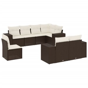 vidaXL Salon de jardin 8 Pièces avec coussins marron résine tressée