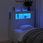 vidaXL Tête de lit à LED blanc 100x18 5x103 5 cm bois d'ingénierie