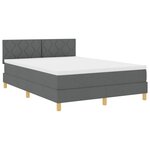 vidaXL Lit à sommier tapissier avec matelas & LED Gris foncé 140x200 cm Tissu