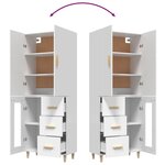 vidaXL Buffet haut Blanc 69 5x34x180 cm Bois d'ingénierie